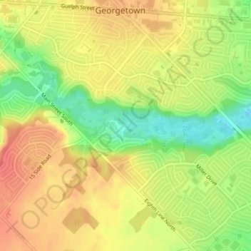 Hungry Hollow topographic map, elevation, terrain