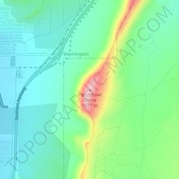 Punchbowl Dome topographic map, elevation, terrain