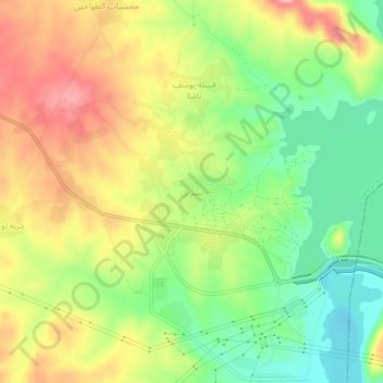 Tishreen topographic map, elevation, terrain
