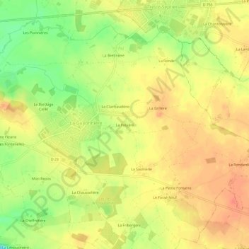 La Fossère topographic map, elevation, terrain