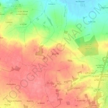 Bel Air topographic map, elevation, terrain