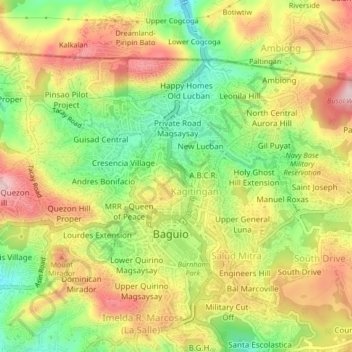 Upper Magsaysay topographic map, elevation, terrain