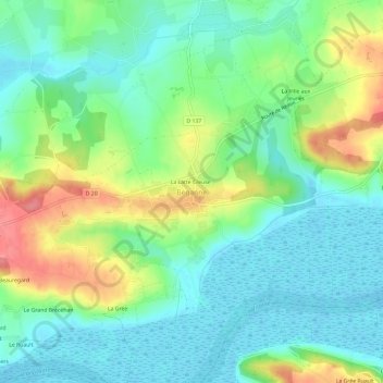 Béganne topographic map, elevation, terrain
