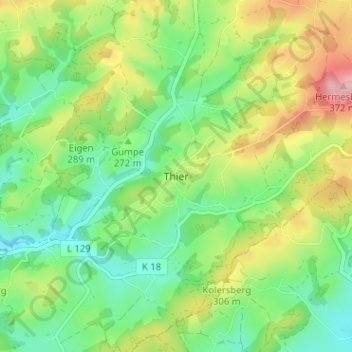 Thier topographic map, elevation, terrain
