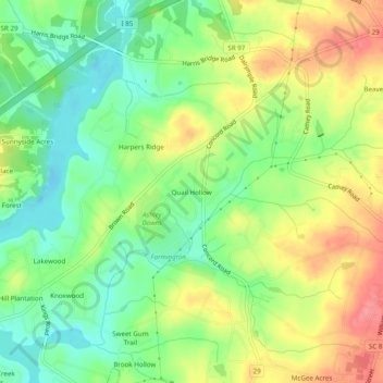 Quail Hollow topographic map, elevation, terrain