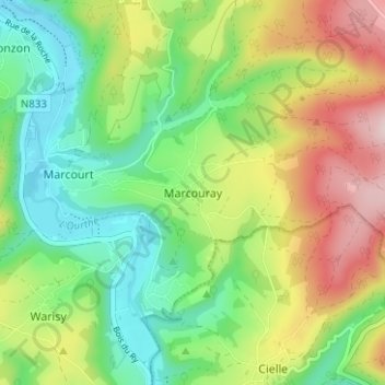 Marcouray topographic map, elevation, terrain