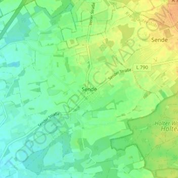 Sende topographic map, elevation, terrain