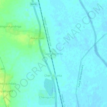 Graddagunta topographic map, elevation, terrain