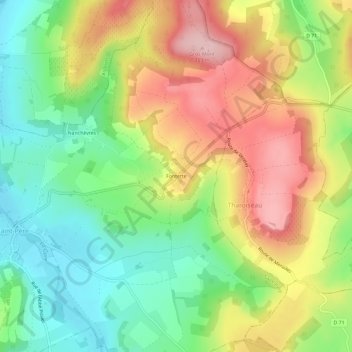 Fontette topographic map, elevation, terrain