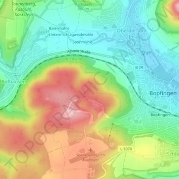 Sandberg topographic map, elevation, terrain