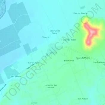 Codigua topographic map, elevation, terrain