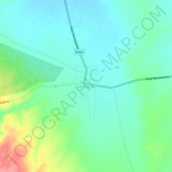 Las Cañas topographic map, elevation, terrain