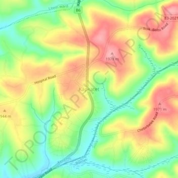 Kapkatet topographic map, elevation, terrain
