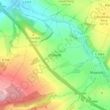 Ottstedt topographic map, elevation, terrain