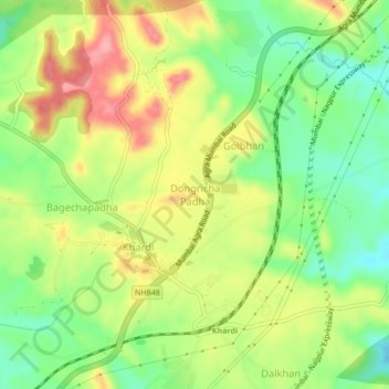 Dongricha Padha topographic map, elevation, terrain