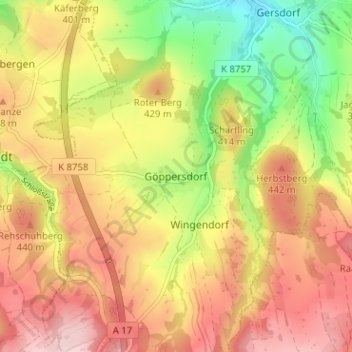 Göppersdorf topographic map, elevation, terrain