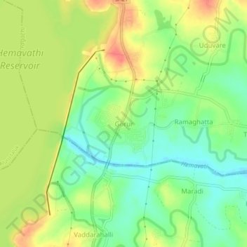 Gorur topographic map, elevation, terrain