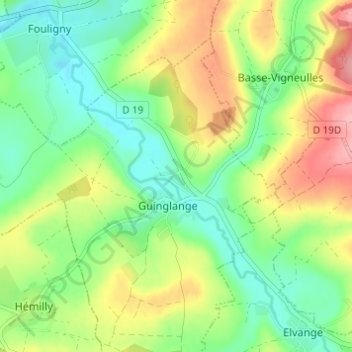 Helfingen topographic map, elevation, terrain