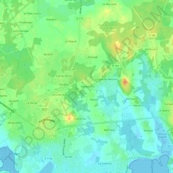 Kermario topographic map, elevation, terrain