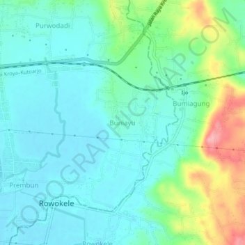 Buniayu topographic map, elevation, terrain