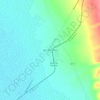 Salar de Pocitos topographic map, elevation, terrain