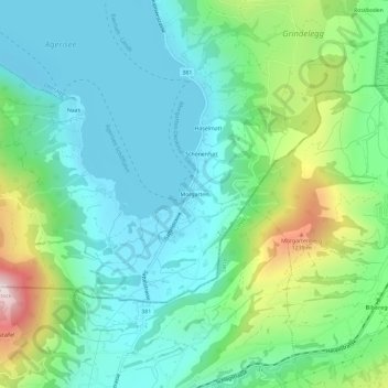 Morgarten topographic map, elevation, terrain