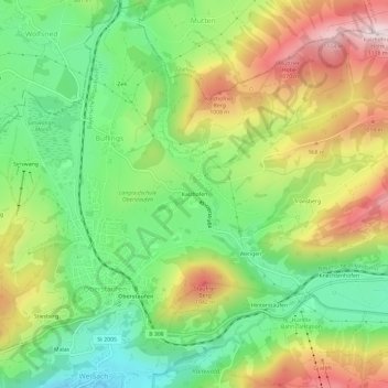 Kalzhofen topographic map, elevation, terrain