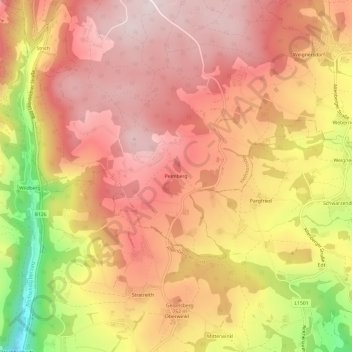 Pelmberg topographic map, elevation, terrain