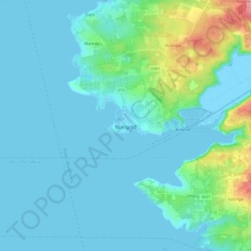 Novigrad topographic map, elevation, terrain