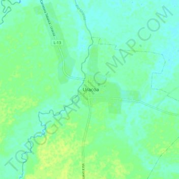 Uracoa topographic map, elevation, terrain