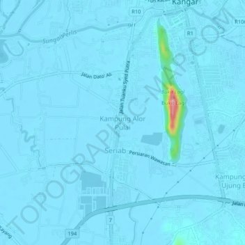 Kampung Alor Pulai topographic map, elevation, terrain