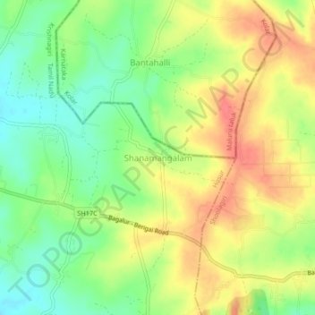 Shanamangalam topographic map, elevation, terrain