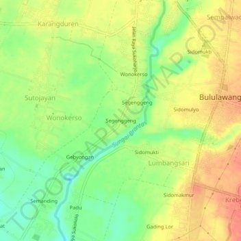 Segenggeng topographic map, elevation, terrain