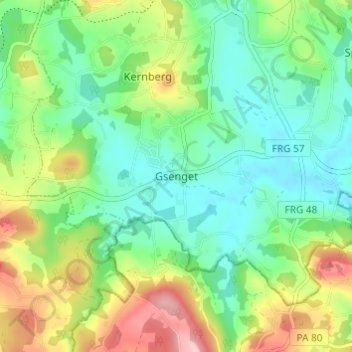 Gsenget topographic map, elevation, terrain