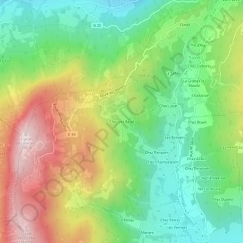 Chez Les Baud topographic map, elevation, terrain
