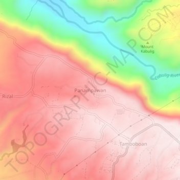 Panampawan topographic map, elevation, terrain