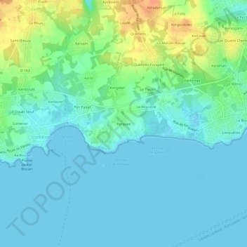 Kerpape topographic map, elevation, terrain