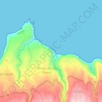 Miradouro da Rocha topographic map, elevation, terrain