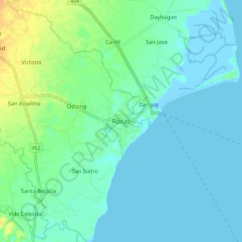Roxas topographic map, elevation, terrain