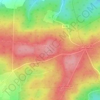 Signal d'Ecouves topographic map, elevation, terrain