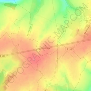 Mont Jury topographic map, elevation, terrain