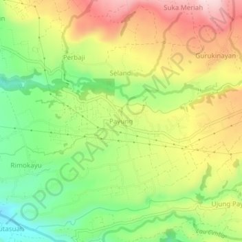 Payung topographic map, elevation, terrain