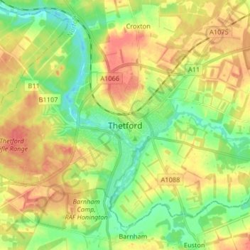 Thetford topographic map, elevation, terrain