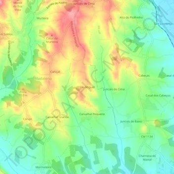 São Miguel topographic map, elevation, terrain