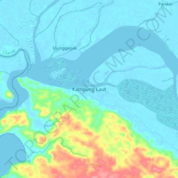 Kampung Laut topographic map, elevation, terrain
