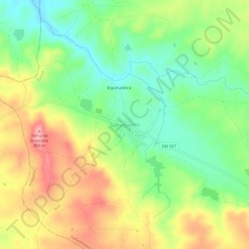 Sabugueiro topographic map, elevation, terrain
