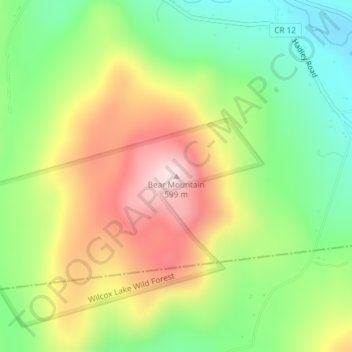Bear Mountain topographic map, elevation, terrain