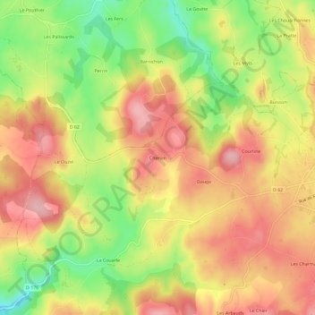 Chervin topographic map, elevation, terrain