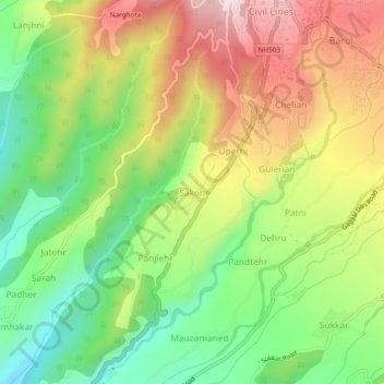 Sakoh topographic map, elevation, terrain