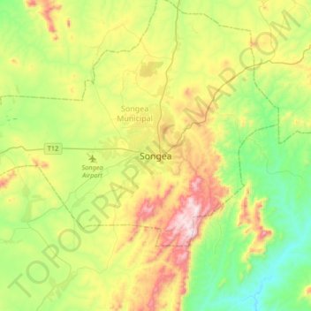Songea topographic map, elevation, terrain